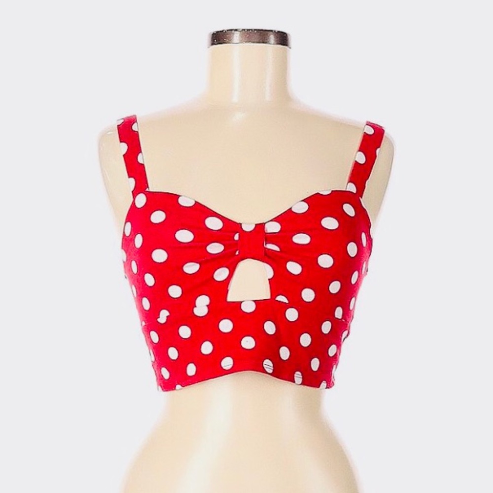 Forever 21 crop tank top retro bustier polka dot sweetheart black pink white lot